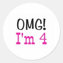 OMG ik ben 4 (roze) Ronde Sticker