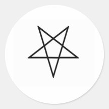 Omgekeerde Zwarte Pentagram Ronde Stickers