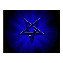 Onheilspellende Blauw Omgekeerde Pentagram Wens Kaart