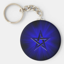 Onheilspellende Blauwe Pentagram Keychain Sleutelhanger