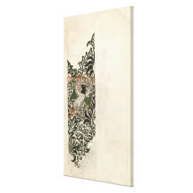 Onvolledig de houtsnedeontwerp van de "Vogel en va Canvas Print