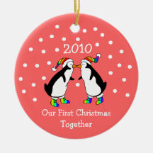Onze Eerste Kerstmis samen 2010 (Pinguïnen GLBT) Kerstboom Ornamenten