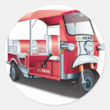 ONZE GROTE RODE TUK TUK RONDE STICKERS