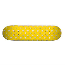 Or avec le pois Fleur-De-lis blanc Skateboards Personnalisés