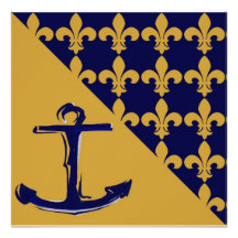 Or d'Anchor Fleur De LIs Blue Invitation Personnalisable