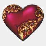 Or de rouge de rouleau de coeur autocollants