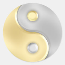 Or et argent Yin et Yang Adhésifs Ronds