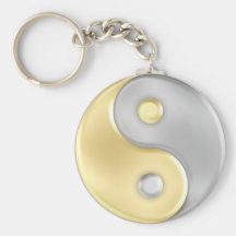 Or et argent Yin et Yang Porte-clef
