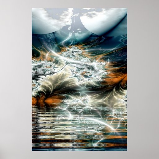 orage au-dessus du lac de montagne affiche