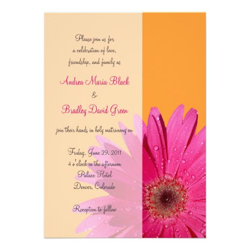 Orange avec le faire-part de mariage rose de margu