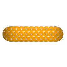 Orange avec le pois Fleur-De-lis blanc Skateboard