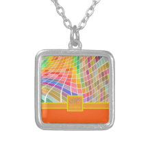 Orange carrée de surface incurvée de tuiles de mon pendentifs