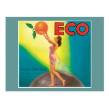 Oranje Vintage Etiket ECO Wens Kaart