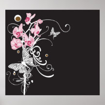 Orchidées et affiche de papillons