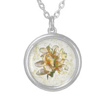 Orchidées gravées à l'eau-forte pendentif