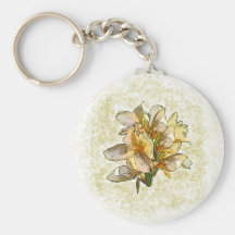 Orchidées gravées à l'eau-forte porte-clefs