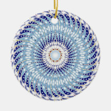 Ornement blanc bleu de Noël de fractale