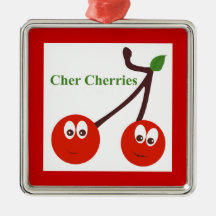 ornement carré de cerise de 2x2" Kawaii