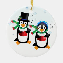 Ornement de famille de pingouin de Caroling