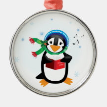 Ornement de fille de pingouin de Caroling