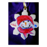 Ornement de Noël de bonhomme de neige Cartes De Vœux