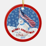 Ornement patriotique de bonhomme de neige et de No