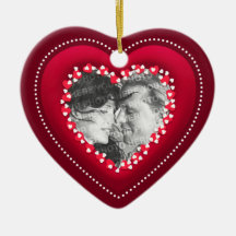 Ornement personnalisé par photo rouge de coeur
