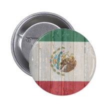 Oude langzaam verdwenen houten Mexicaanse vlag Speld Button
