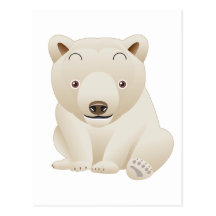 Ours blanc de bébé mignon et câlin cartes postales