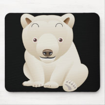 Ours blanc de bébé mignon et câlin tapis de souris