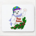 Ours blanc de vacances heureuses tapis de souris