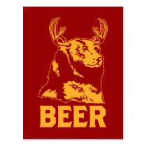 Ours + Cerfs communs = bière cartes postales