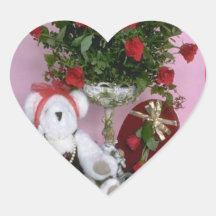 Ours d'amour autocollants en cœur