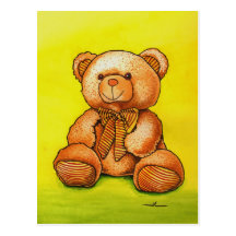 ours en peluche avec un noeud papillon cartes postales
