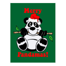 Ours panda drôle de Noël Cartes Postales