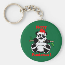 Ours panda drôle de Noël Porte-clefs