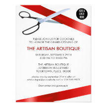 Ouverture officielle rouge de coupe de ruban cartons d'invitation