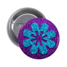 Paars & Blauw schitter Retro Bloem Speldje