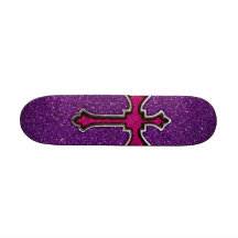 Paars en Roze schitter Kruis Persoonlijk Skateboard