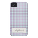 Paarse & Blauwe Plaid iPhone 4 Case-Mate Hoesje