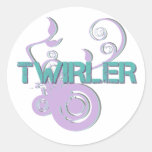 Paarse en Turkooise Twirler Sticker