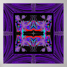 Paarse Faux Ontworpen Fractal Poster