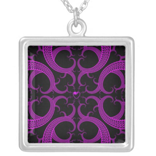 Paarse Gotische Fractal van het Hart Persoonlijke Sieraden