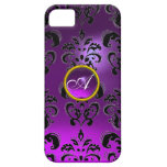 PAARSE HET MONOGRAM VAN DE GEM VAN HET DAMAST iPhone 5 COVERS