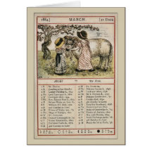 Page d'almanach de Greenaway mars de Salutations-K Carte De Vœux