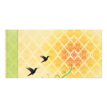 Paires de beaux oiseaux noirs en vol photocarte customisée