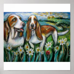 Paires lunatiques de basset affiche