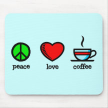 Paix, amour et café - Mousepad Tapis De Souris