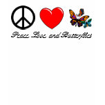 Paix, amour, et T-shirt de papillons