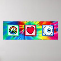 Paix, amour, globe oculaire affiche